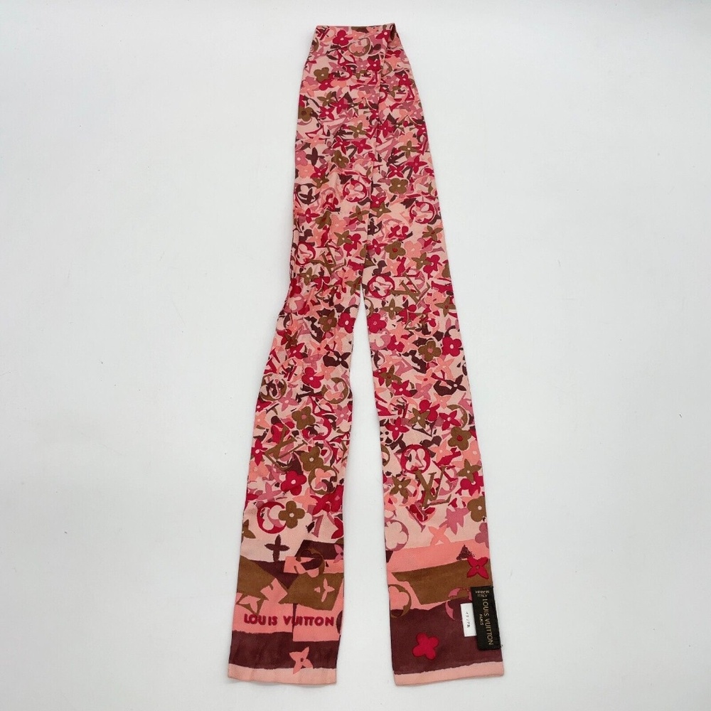 LOUIS VUITTON - Ribbon Bandeau Arty Pink Scarf R1.108 - Picture 2 of 3